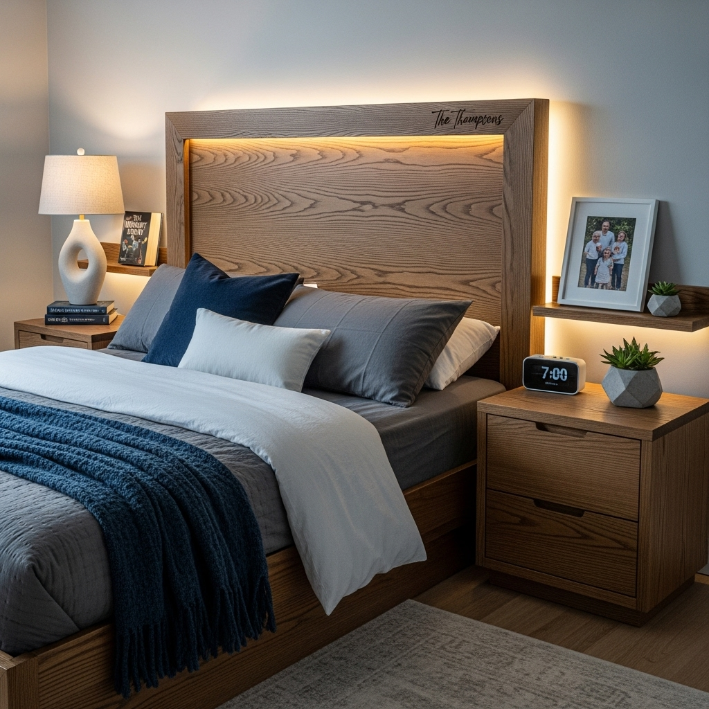 Custom bed frame and nightstands for the Thompsons